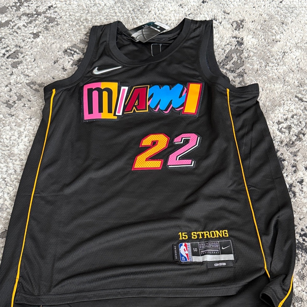 Nike Miami Basketball Jersey - Black with Multicolor Accents- Jimmy Butler